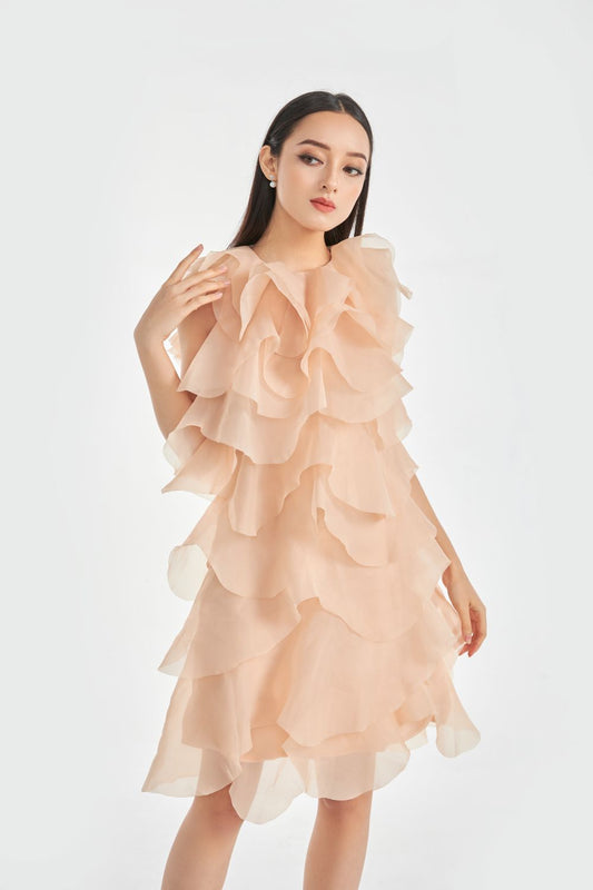 Brute Pastel Pink Ruffle Dress With Cut-Out Heart