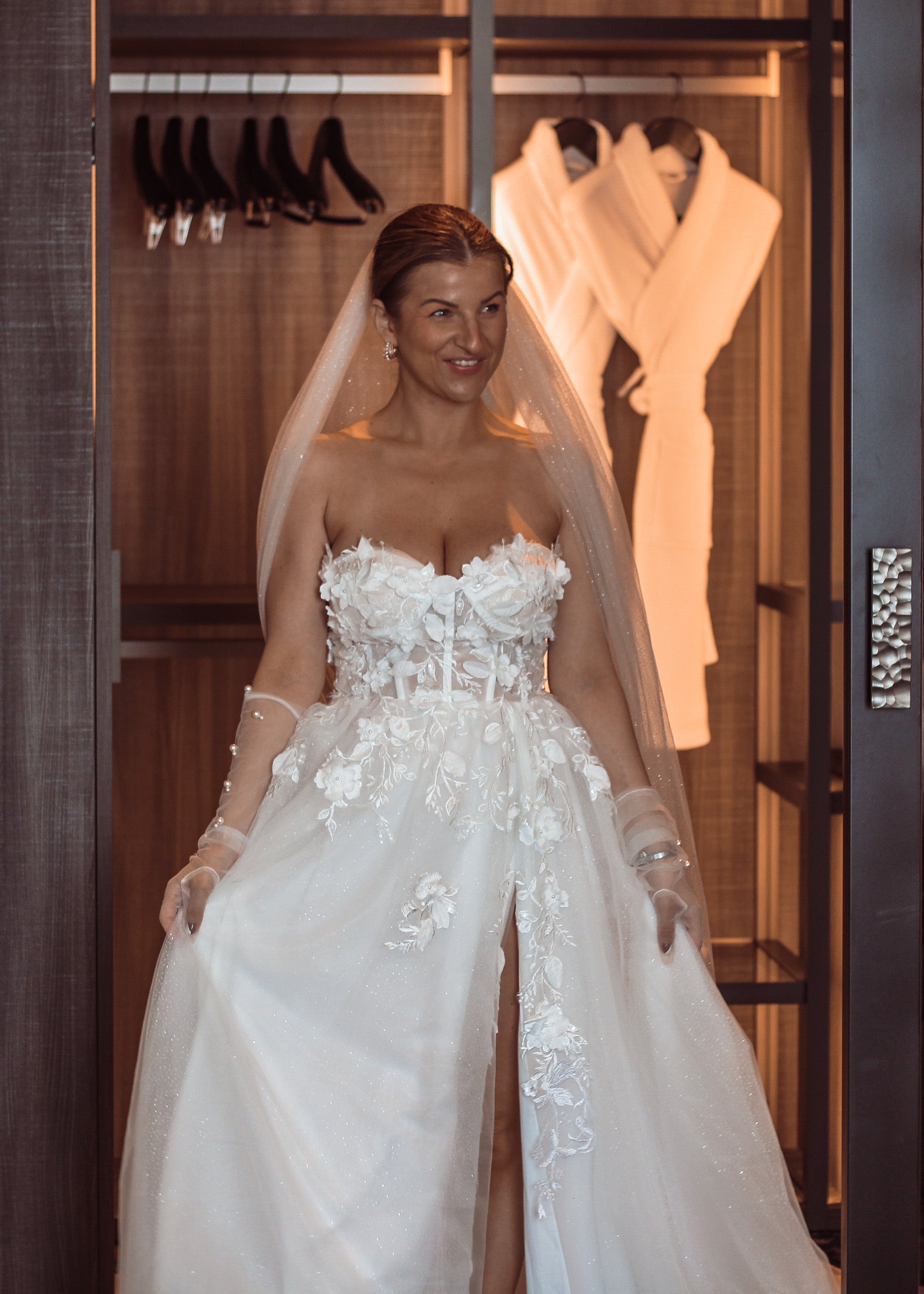 Detachable Crepe Bridal Overskirt by Velo Bianco