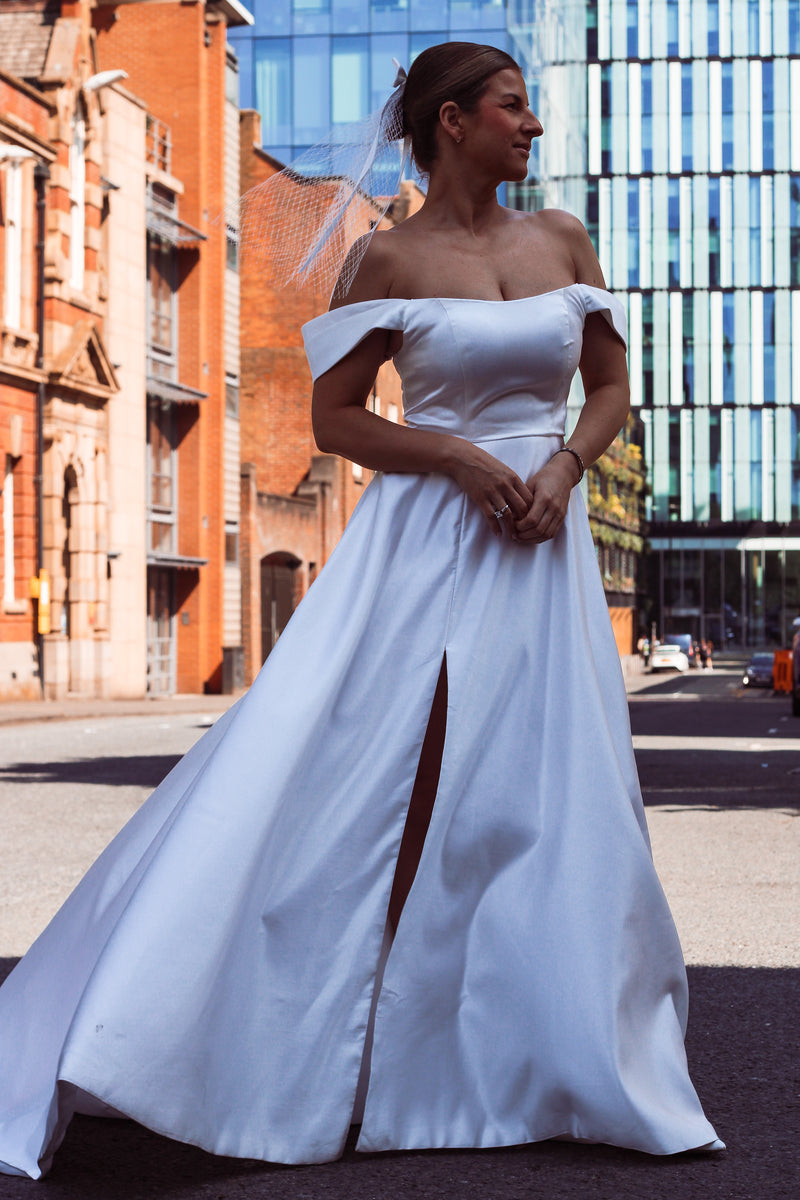 Off The Shoulder Satin Wedding Dress