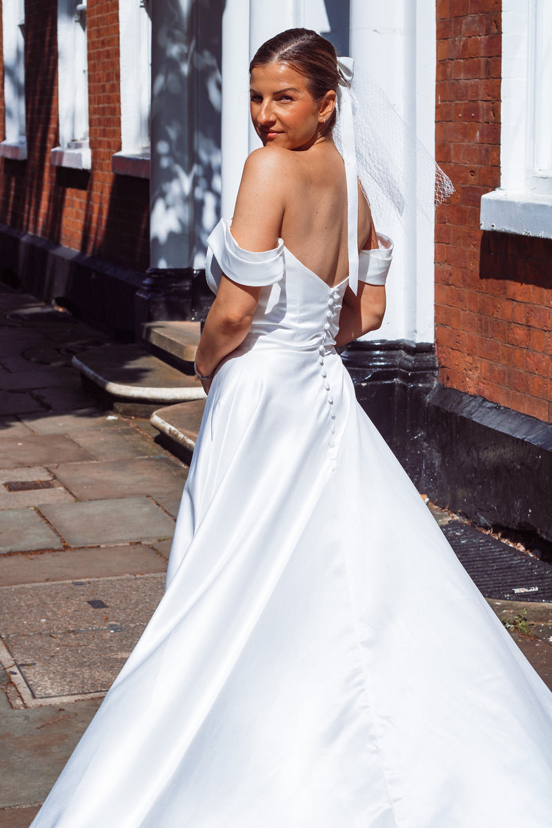 Off The Shoulder Satin Wedding Dress