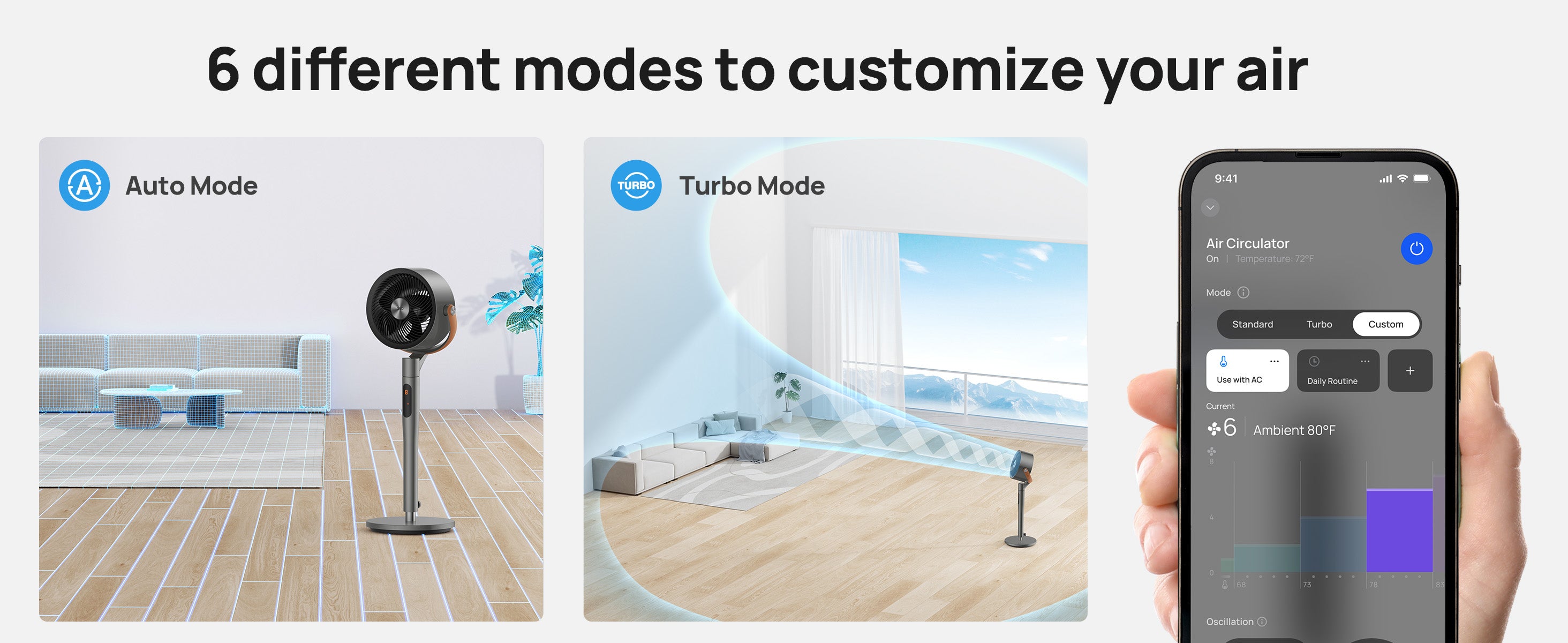 6 different modes to customize your air