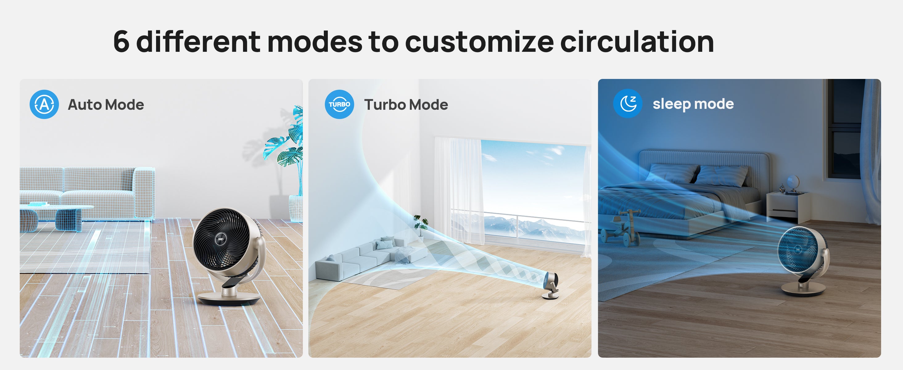 6 different modes to customize circulation