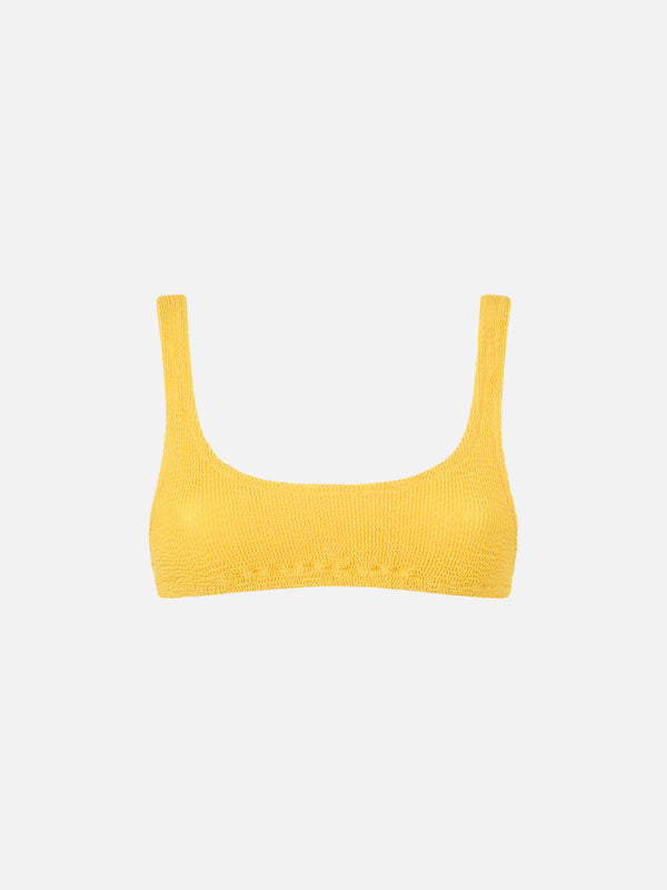 Woman yellow crinkle bralette bikini – MC2 Saint Barth