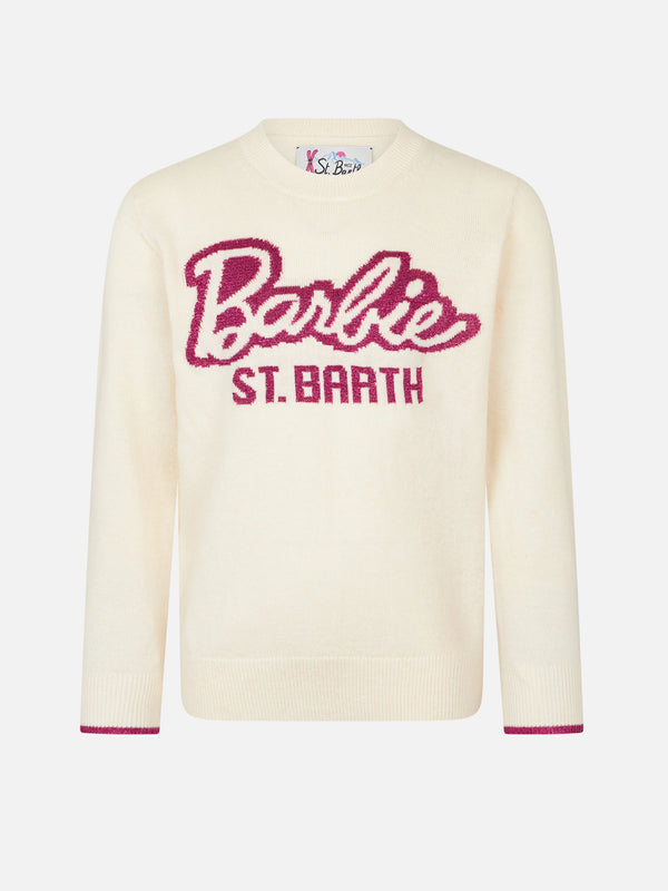 Maglia girocollo da bambina rosa con stampa Barbie