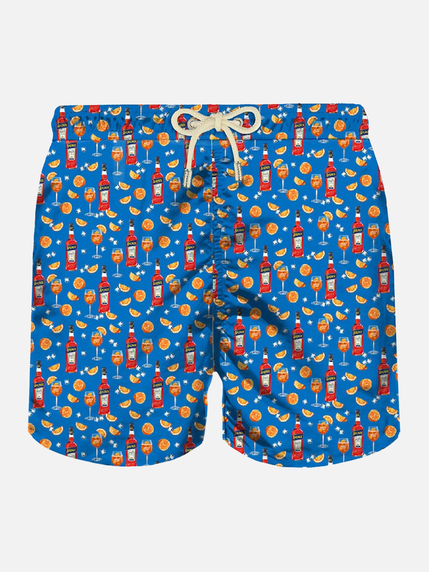 Man light fabric swim shorts with Spritz print | APEROL SPECIAL EDITIO ...