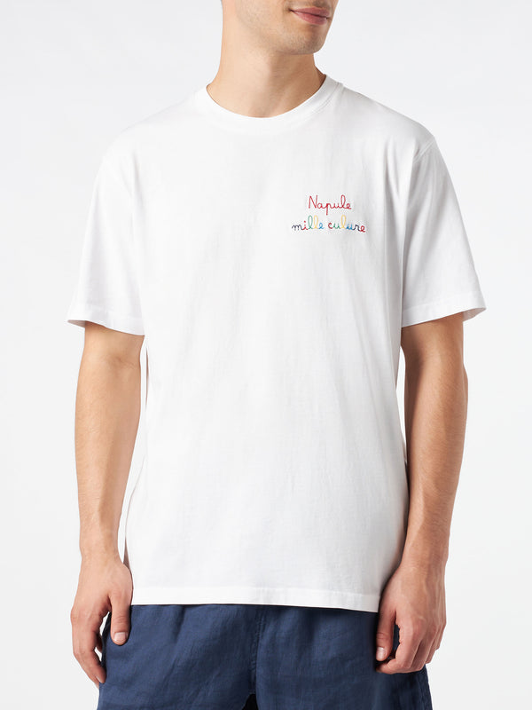 Man cotton t-shirt with Napule è tre culure embroidery – MC2 Saint Barth