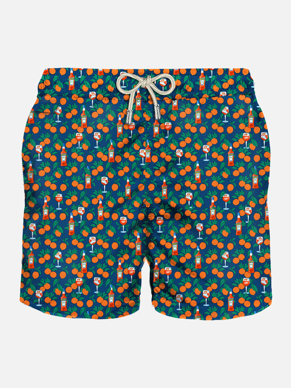 Man light fabric swim shorts with Spritz print | APEROL SPECIAL EDITIO –  MC2 Saint Barth