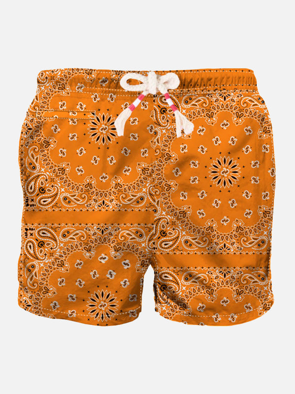 Costume da bagno da uomo con stampa bandana arancione – MC2 Saint Barth