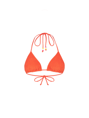Woman orange terry triangle top swimsuit with charms - MC2 Saint Barth