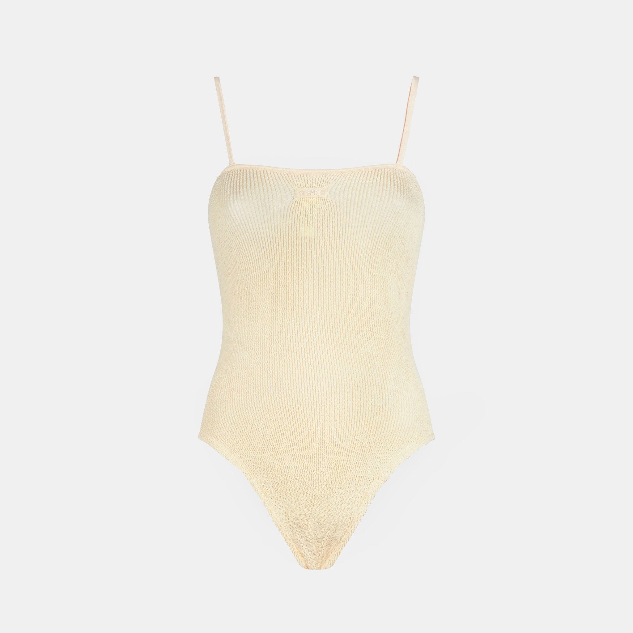 Woman beige crinkle one piece swimsuit – MC2 Saint Barth