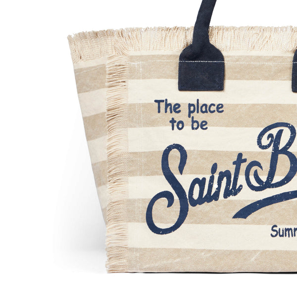 Mc2 Saint Barth Vanity Canvas Shoulder Bag With Logo Print in