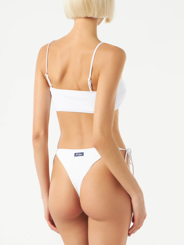 Ribbed white bikini with bralette top – MC2 Saint Barth