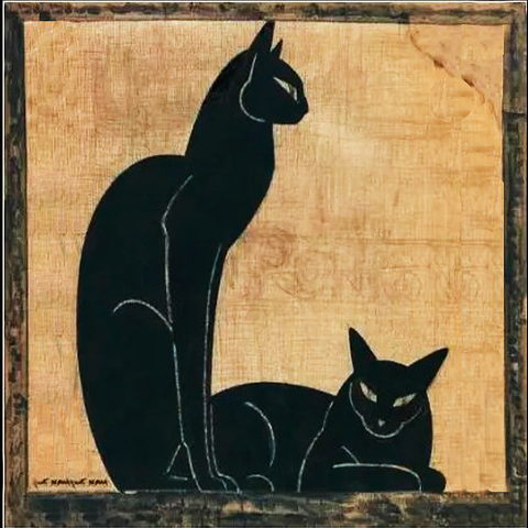 ２匹の黒猫のイラスト