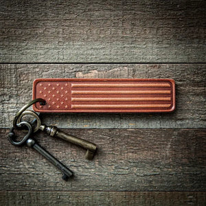 American Flag Leather Keychain - The Blueberry Patch