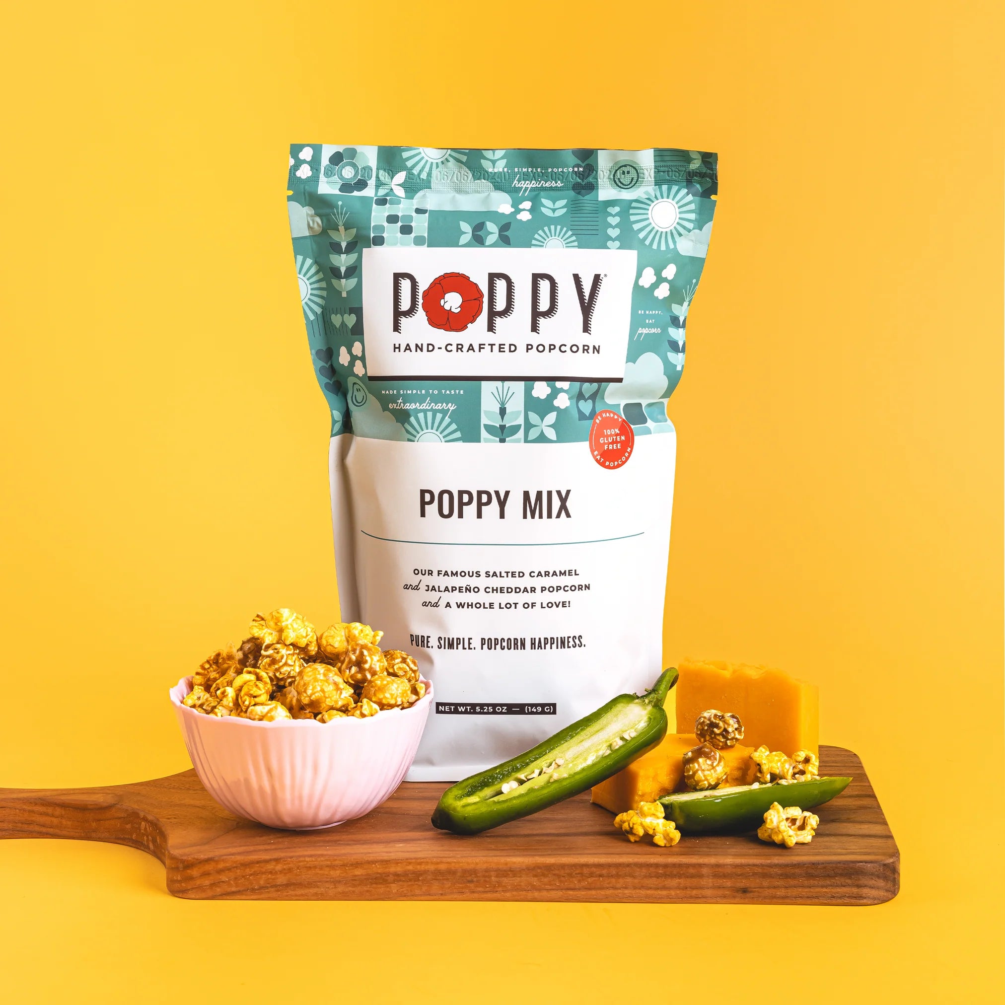 Hand-crafted Popcorn, Poppy Mix (Carmel & Jalapeño Cheddar)