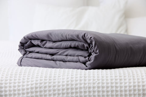 Premium weighted blanket with Dark Grey Organic Cotton cover on