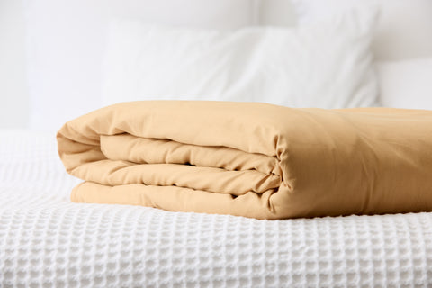 Premium weighted blanket with Organic cotton earthy orange cover on