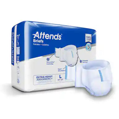 Attends Disposable Briefs, Extra Heavy Absorbency, Large 44"-58", 24/Pack