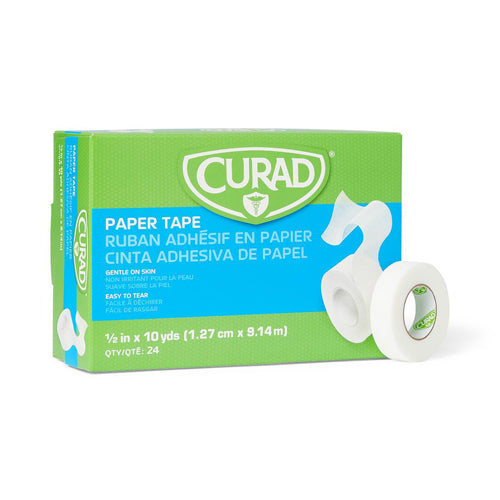 Curad Paper Tape 1/2" x 10 Yds., 24 Rolls/Box, 10 Boxes/Case