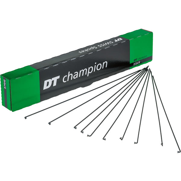 biketart DT Swiss Champion Black Spokes 14g Box of 100 | biketart Rewards + Free Delivery Over £50 | 0% Finance Available on all Bikes