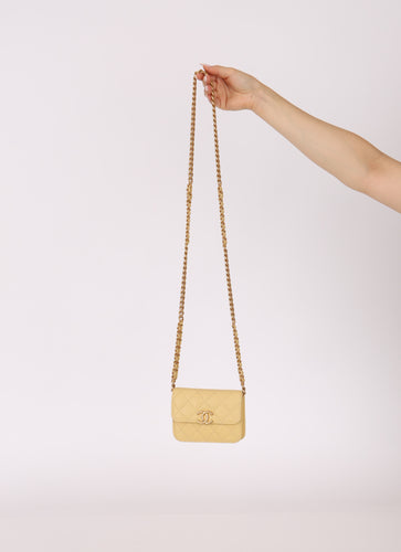 Chanel 2021 Caviar Butter Cardholder on Chain