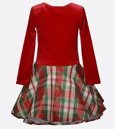 Girls Velvet to Plaid Christmas Dress