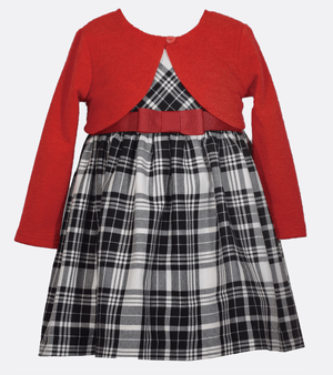 Black White and Red Cardigan Dress for baby girls