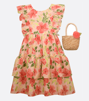 Floral Party Dresses for Girls with Purse