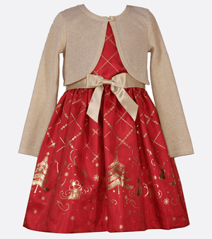 Christmas Nutcracker Cardigan Dress for Girls