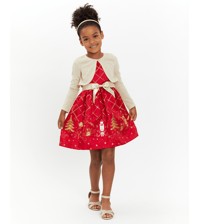 Christmas Nutcracker Cardigan Dress for Girls