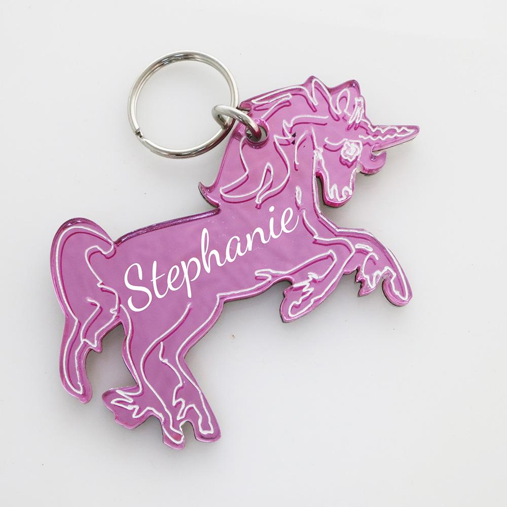 Pink Butterfly Name Monogram Keychain