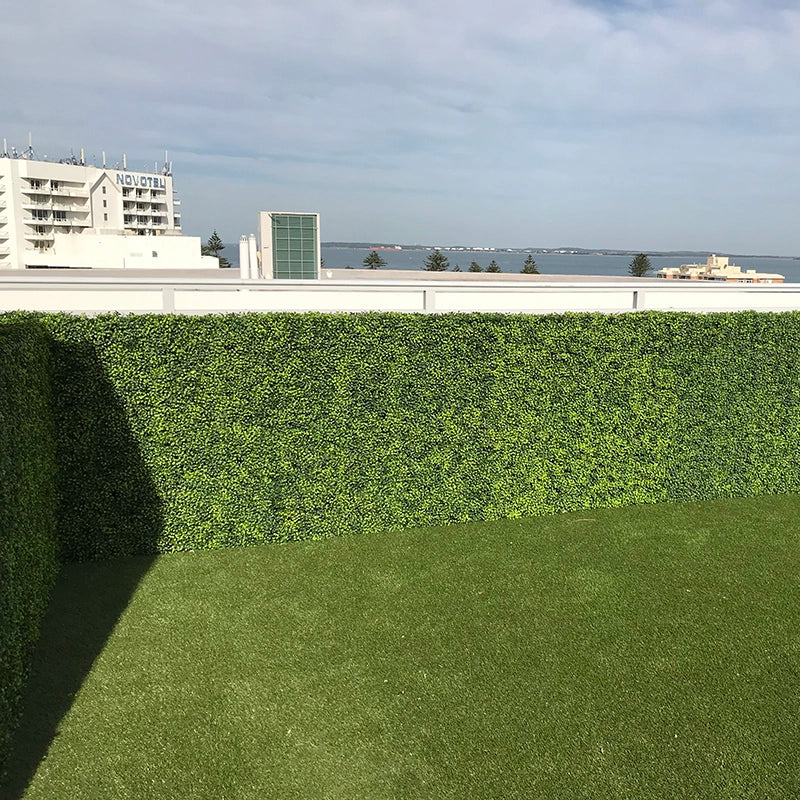 Artificial Boxwood Hedges on a Balcony Apartment California Light Boxwood