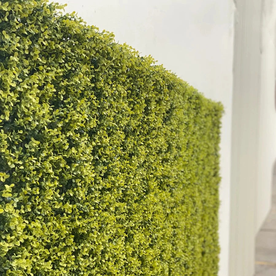 Artificial Yellow Boxwood hedge panel privacy solution