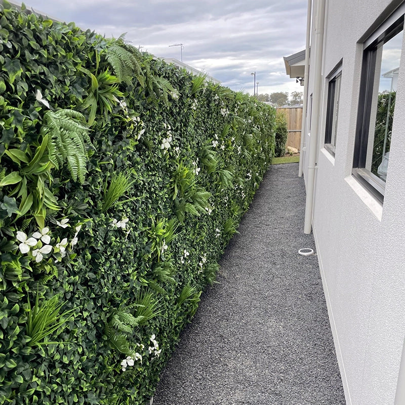 Snowy White Artificial Vertical Garden as privacy wall