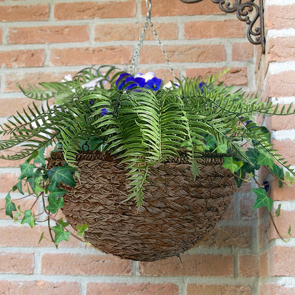 hanging baskets with faux flowers