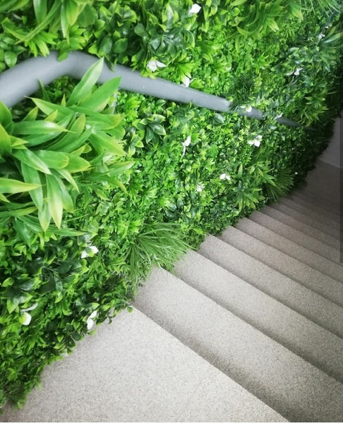 artificial plants on stairs