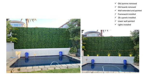 home pool decoration with fake plants