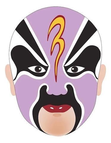 Purple Face in Chinese Peking Opera is a positive color, which signifies wisdom and bravery.