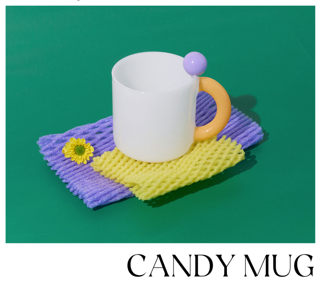 Stainless glass colorful cute candy handcrafted glass mug, by A Bit Sleepy homeware drinkware concept store