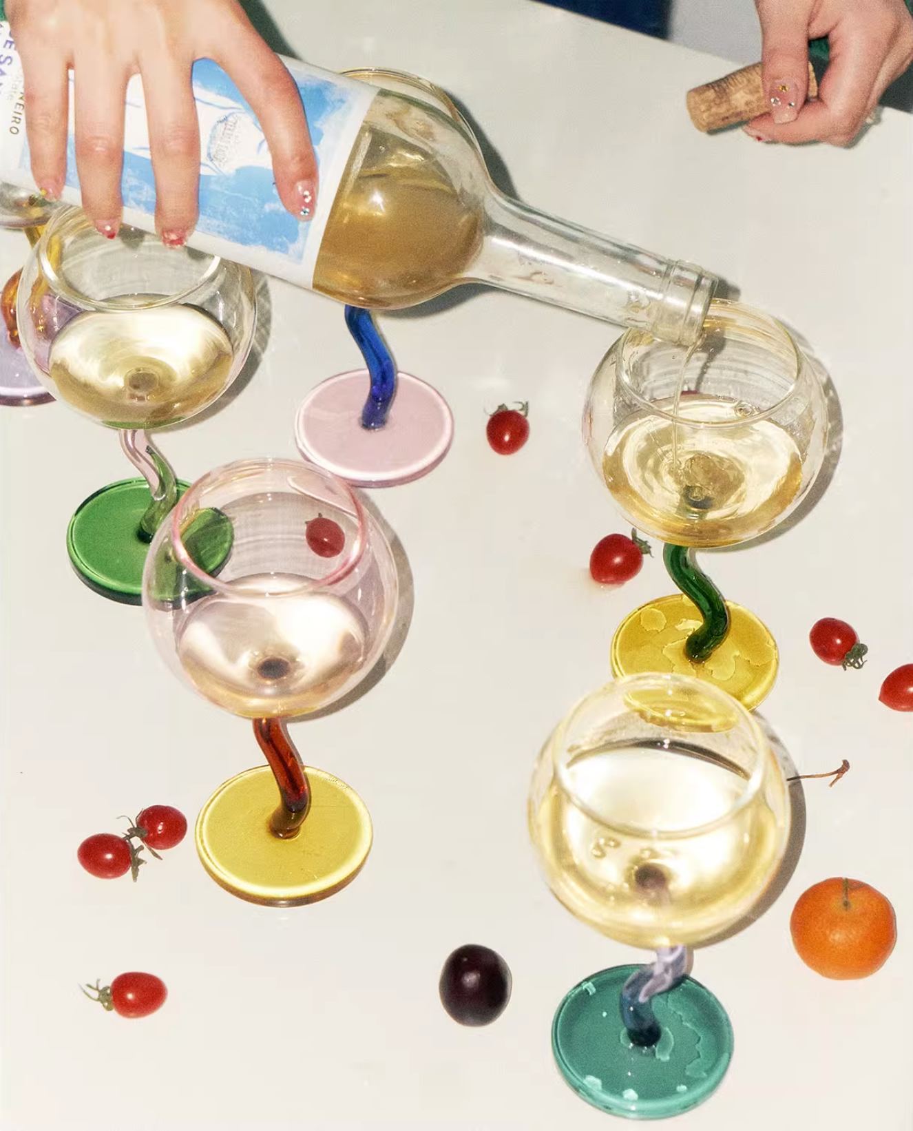 Colorful candy bubble style with spiral stem and the sense of party wine glass goblet, by A Bit Sleepy homeware concept store