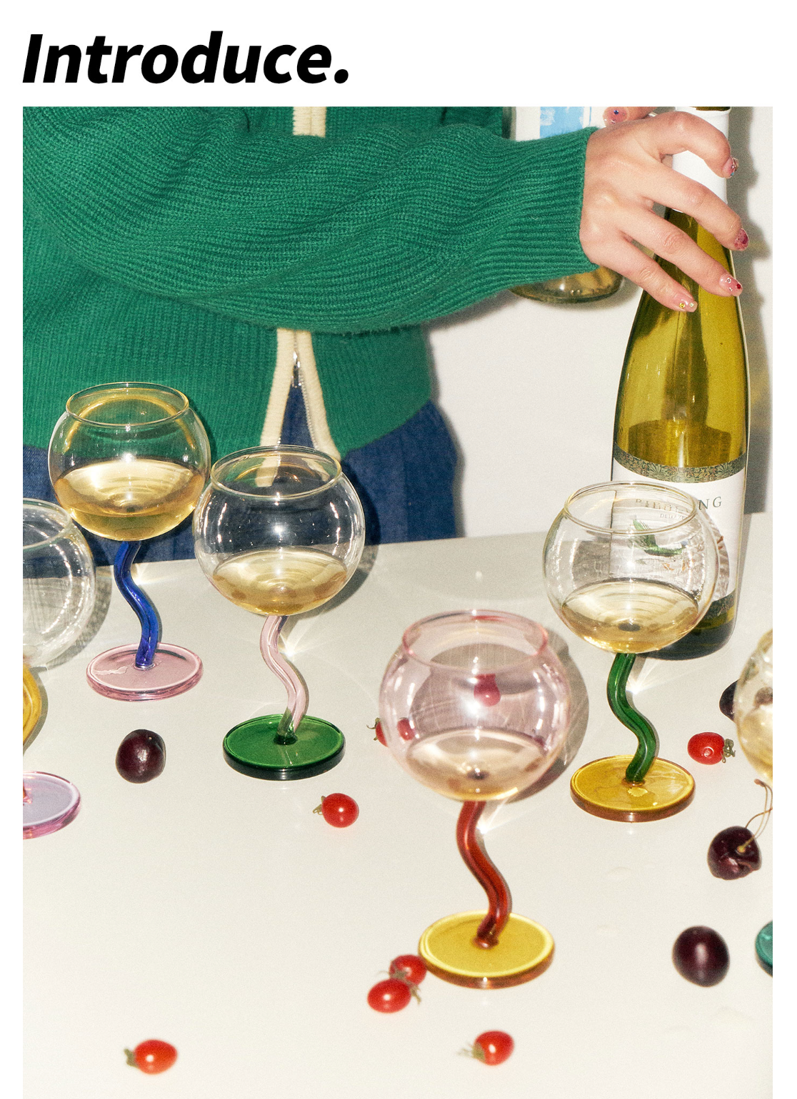 Colorful candy bubble style with spiral stem and the sense of party wine glass goblet, by A Bit Sleepy homeware concept store