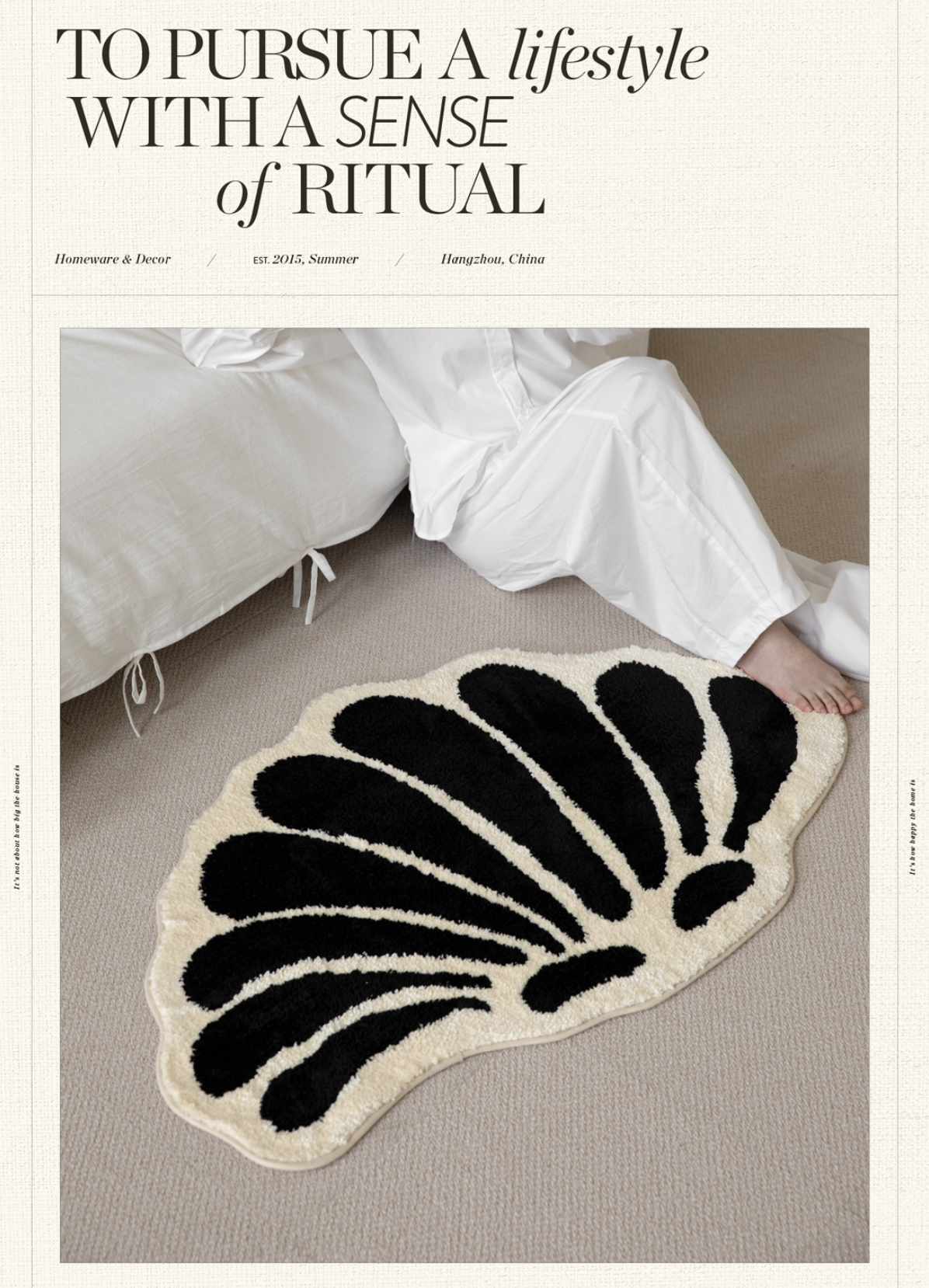 Nordic simple style cream and ivory color tone black and white tufted rug series, by A Bit Sleepy homedecor concept store