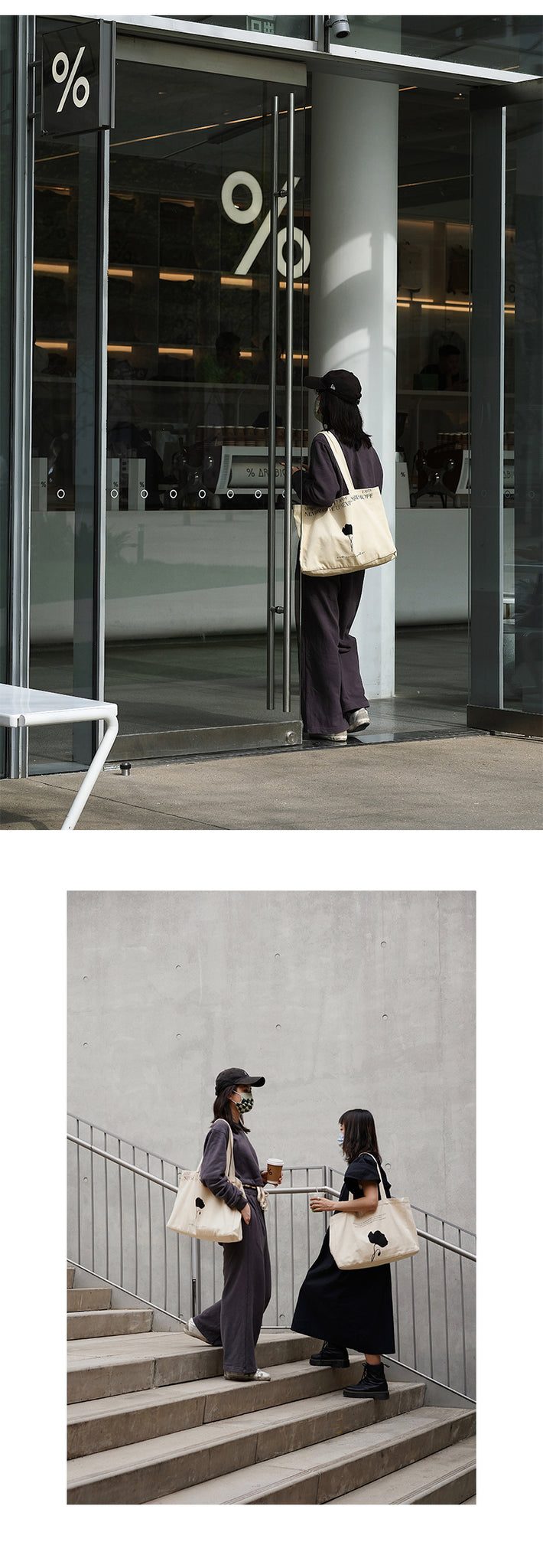 100% cotton cream white canvas tote bag - A Bit Sleepy homedecor concept store
