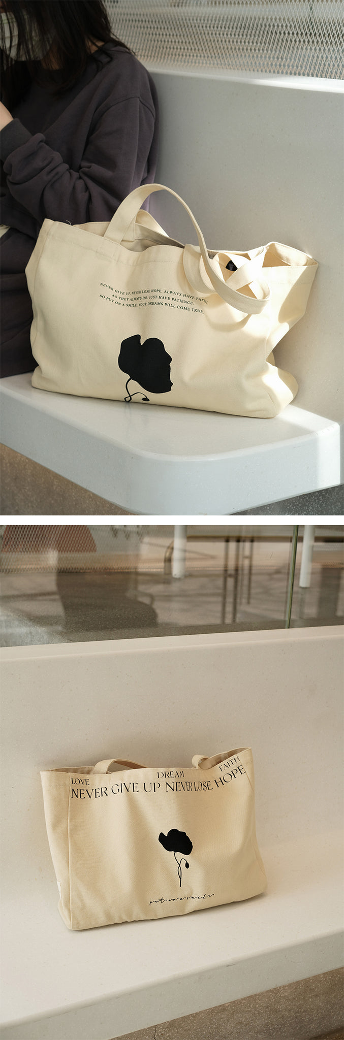 100% cotton cream white canvas tote bag - A Bit Sleepy homedecor concept store