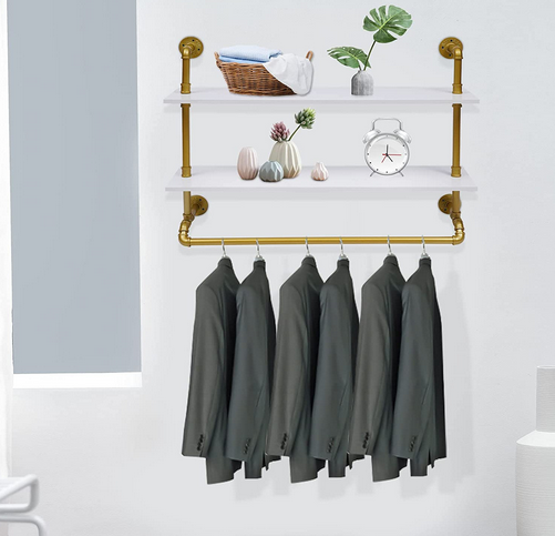 Wall Mounted Garment Rack with 2 Shelves – CNCEST