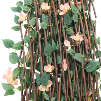 Expandable Fence Privacy Screen for Balcony Patio Outdoor, 2PCS Faux Ivy Fencing Panel for Backdrop Garden Backyard Home Decorations - Champagne morning glory