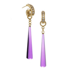 LYRA Earring System - Diamond Huggies with Amethyst Dangle