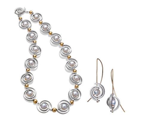 Orbit Articulating Necklace and Petite Dangle Earrings