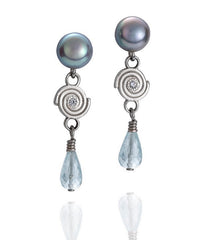 Delicate Dangles with Akoya Pearls and Aquamarines.