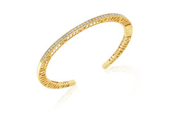 Narrow Stacking Cuff in 14k with Diamonds